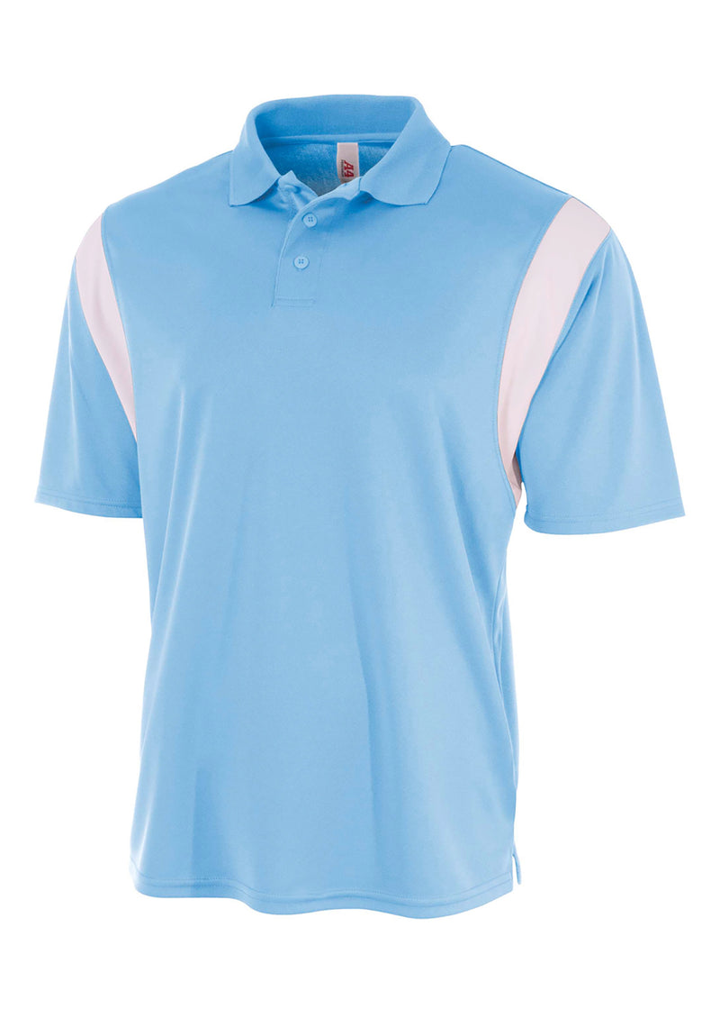A4 Mens Color Block Polo with Knit Color