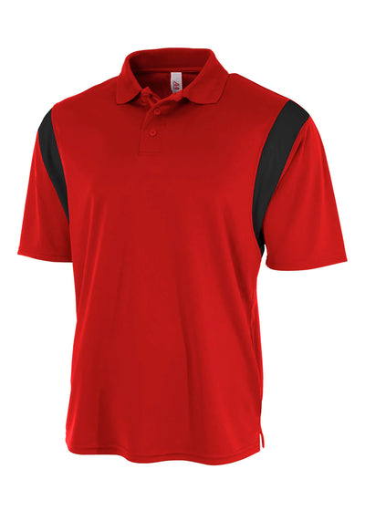 A4 Mens Color Block Polo with Knit Color
