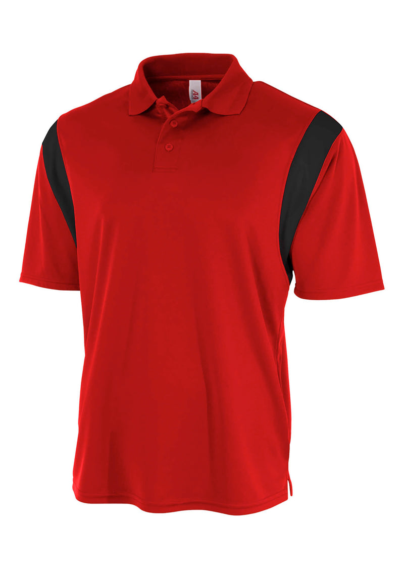 A4 Mens Color Block Polo with Knit Color