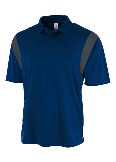 A4 Mens Color Block Polo with Knit Color