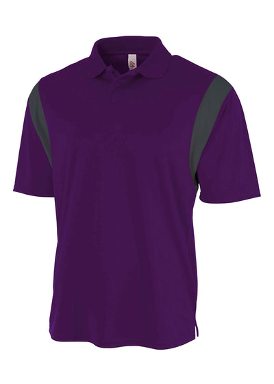 A4 Mens Color Block Polo with Knit Color