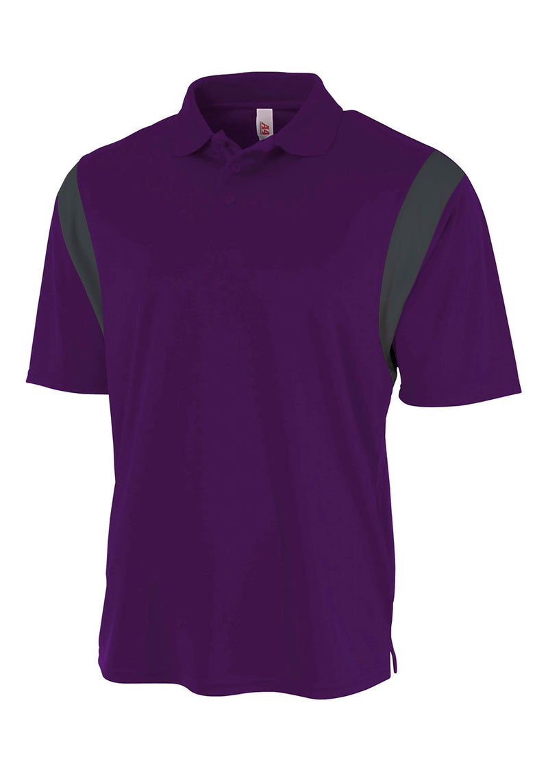 A4 Mens Color Block Polo with Knit Color