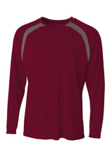 A4 Mens Spartan Long Sleeve Color Block Crew A4