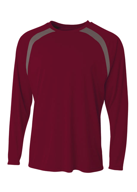 A4 Mens Spartan Long Sleeve Color Block Crew A4