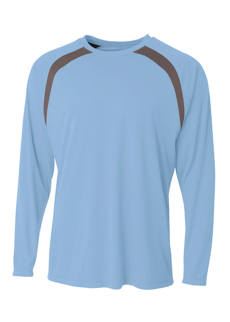 A4 Mens Spartan Long Sleeve Color Block Crew A4