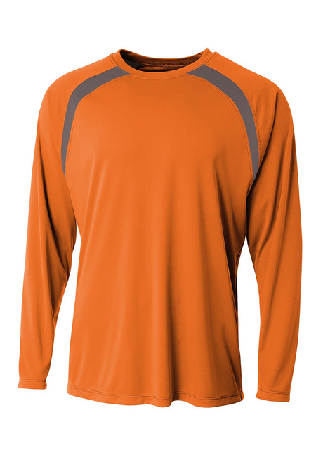 A4 Mens Spartan Long Sleeve Color Block Crew A4