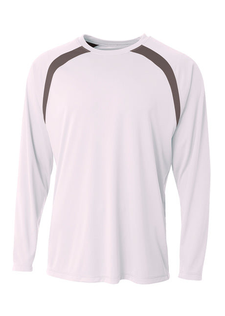 A4 Mens Spartan Long Sleeve Color Block Crew A4