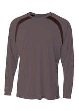 A4 Mens Spartan Long Sleeve Color Block Crew A4