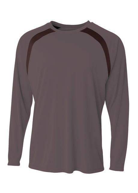 A4 Mens Spartan Long Sleeve Color Block Crew A4
