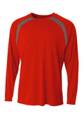 A4 Mens Spartan Long Sleeve Color Block Crew A4