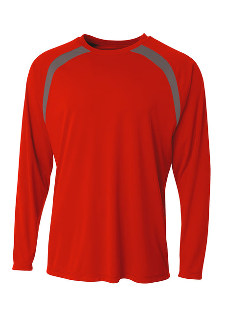 A4 Mens Spartan Long Sleeve Color Block Crew A4