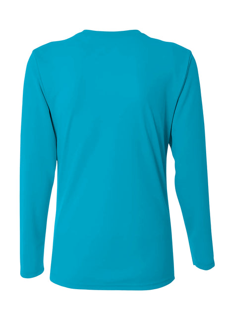 A4 Womens Long Sleeve V-Neck Bird's Eye Mesh Tee A4