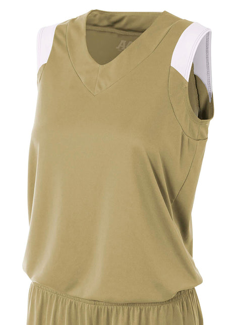 A4 Womens Moisture Management V-Neck Muscle A4