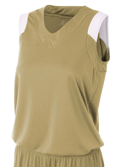 A4 Womens Moisture Management V-Neck Muscle