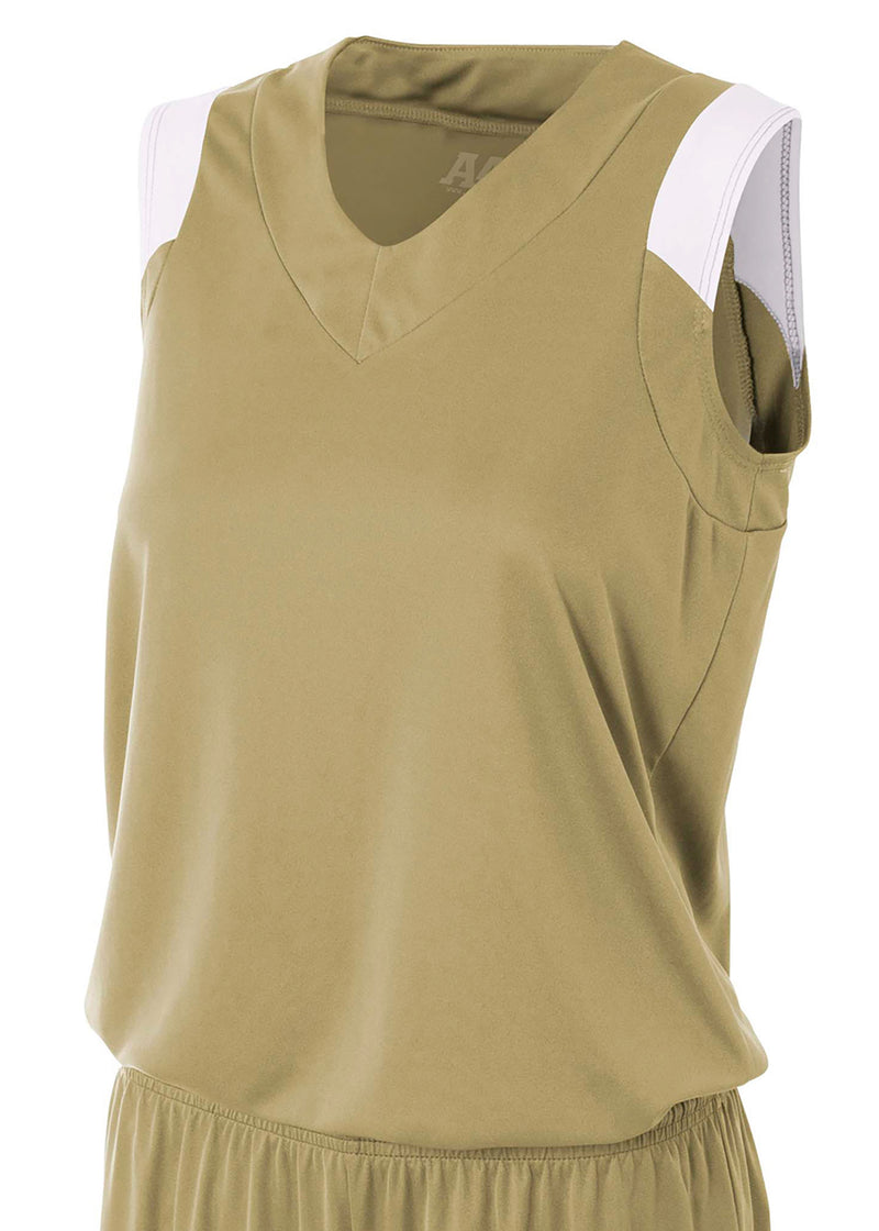 A4 Womens Moisture Management V-Neck Muscle