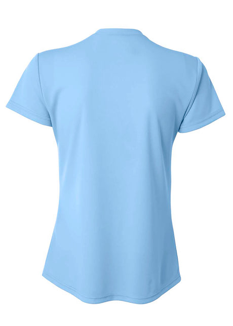 A4 Womens Short Sleeve V-Neck Bird's Eye Mesh Tee A4