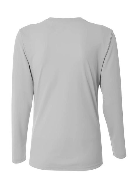 A4 Womens Long Sleeve V-Neck Bird's Eye Mesh Tee A4