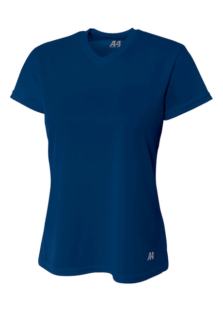 A4 Womens Short Sleeve V-Neck Bird's Eye Mesh Tee A4