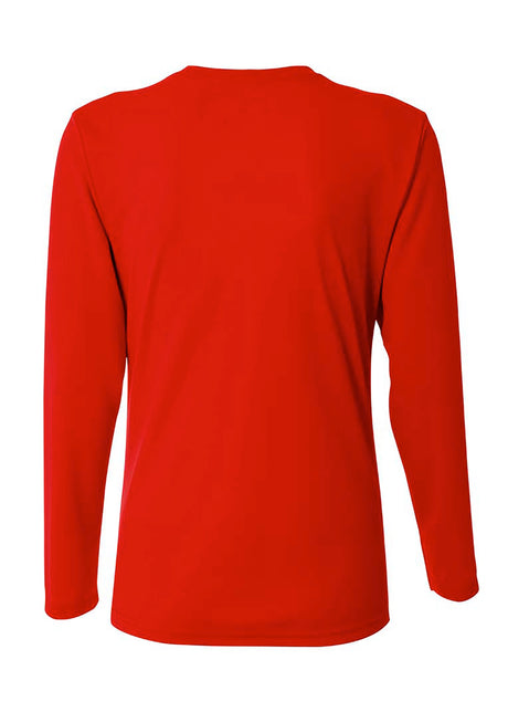 A4 Womens Long Sleeve V-Neck Bird's Eye Mesh Tee A4