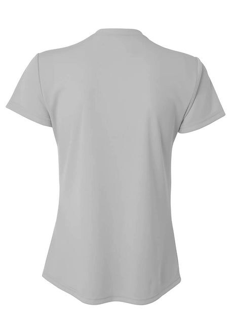 A4 Womens Short Sleeve V-Neck Bird's Eye Mesh Tee A4