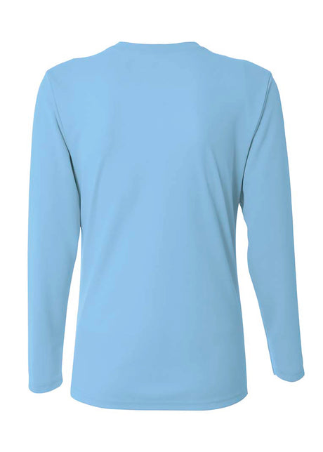 A4 Womens Long Sleeve V-Neck Bird's Eye Mesh Tee A4