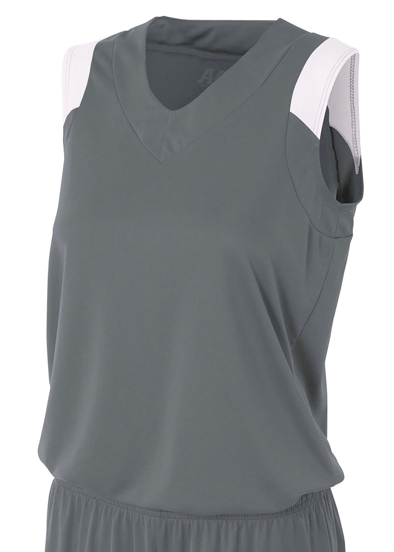 A4 Womens Moisture Management V-Neck Muscle