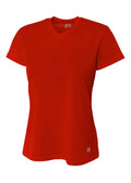 A4 Womens Short Sleeve V-Neck Bird's Eye Mesh Tee A4