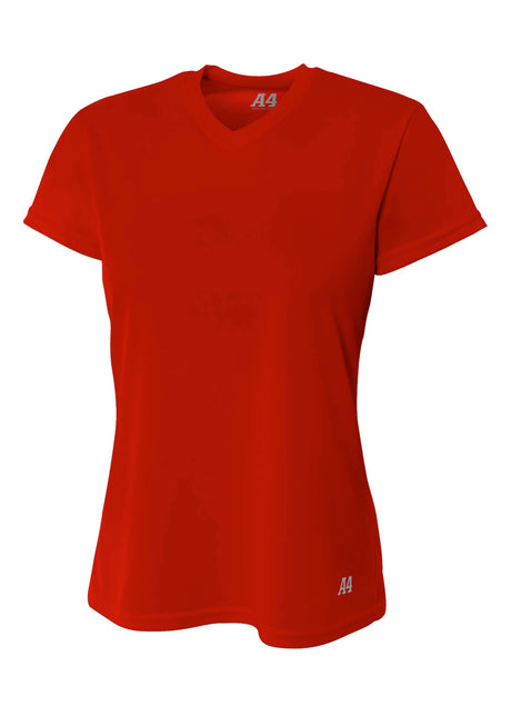 A4 Womens Short Sleeve V-Neck Bird's Eye Mesh Tee A4