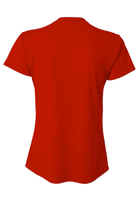 A4 Womens Short Sleeve V-Neck Bird's Eye Mesh Tee A4