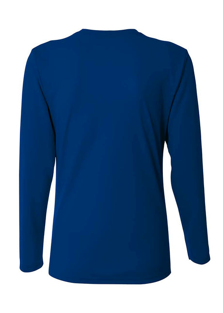 A4 Womens Long Sleeve V-Neck Bird's Eye Mesh Tee A4