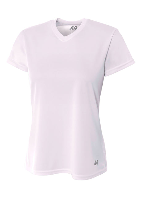 A4 Womens Short Sleeve V-Neck Bird's Eye Mesh Tee A4