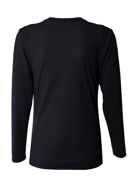 A4 Womens Long Sleeve V-Neck Bird's Eye Mesh Tee A4