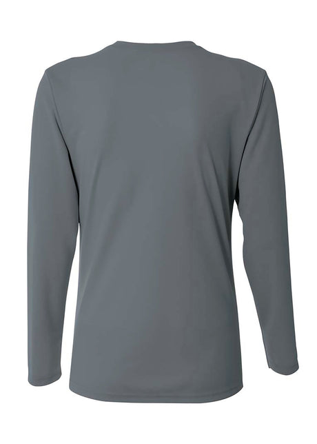 A4 Womens Long Sleeve V-Neck Bird's Eye Mesh Tee A4