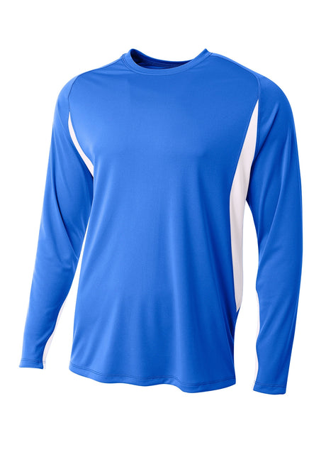 A4 Mens Long Sleeve Color Block Tee A4