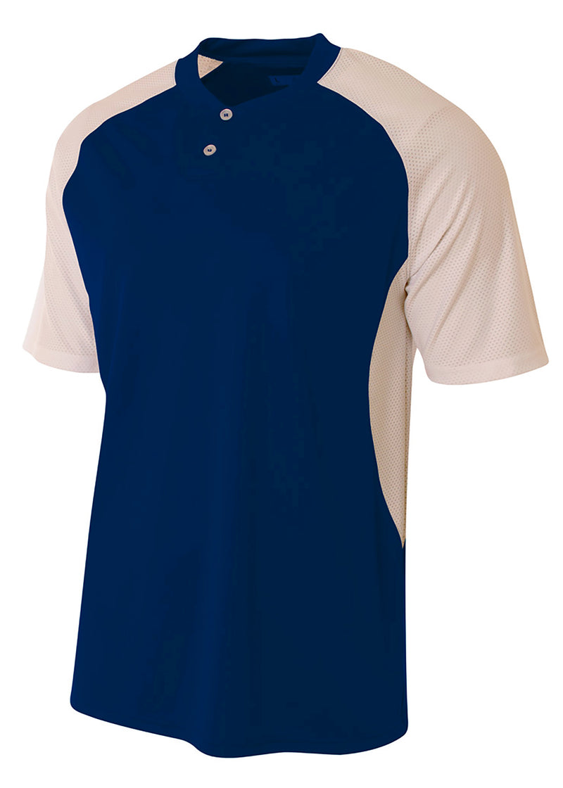 A4 Youth 2-Button Henley W/ Contrast Stretch Mesh