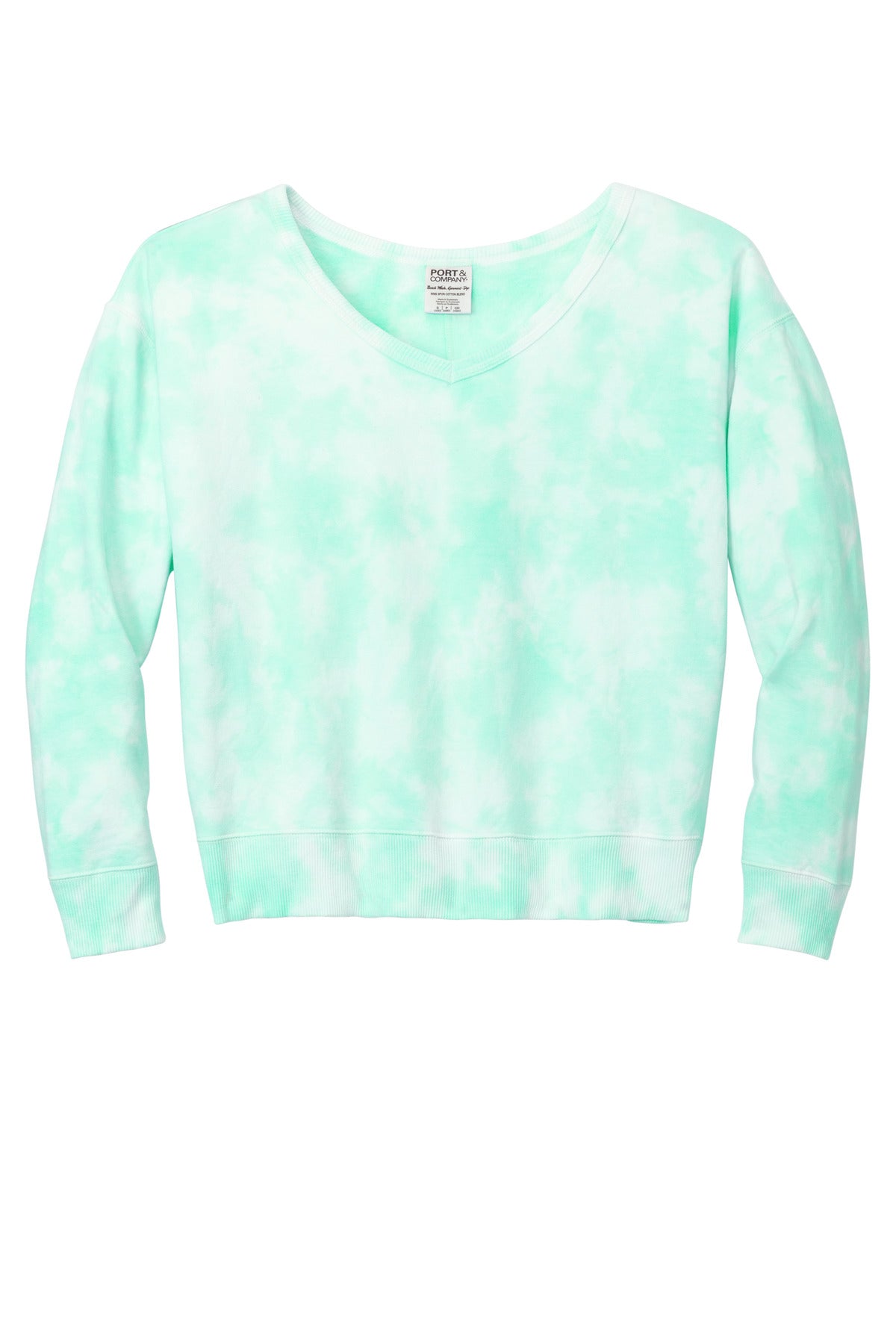 Port & Company Ladies Beach Wash Cloud Tie-Dye V-Neck Sweatshirt LPC140V Port & Company