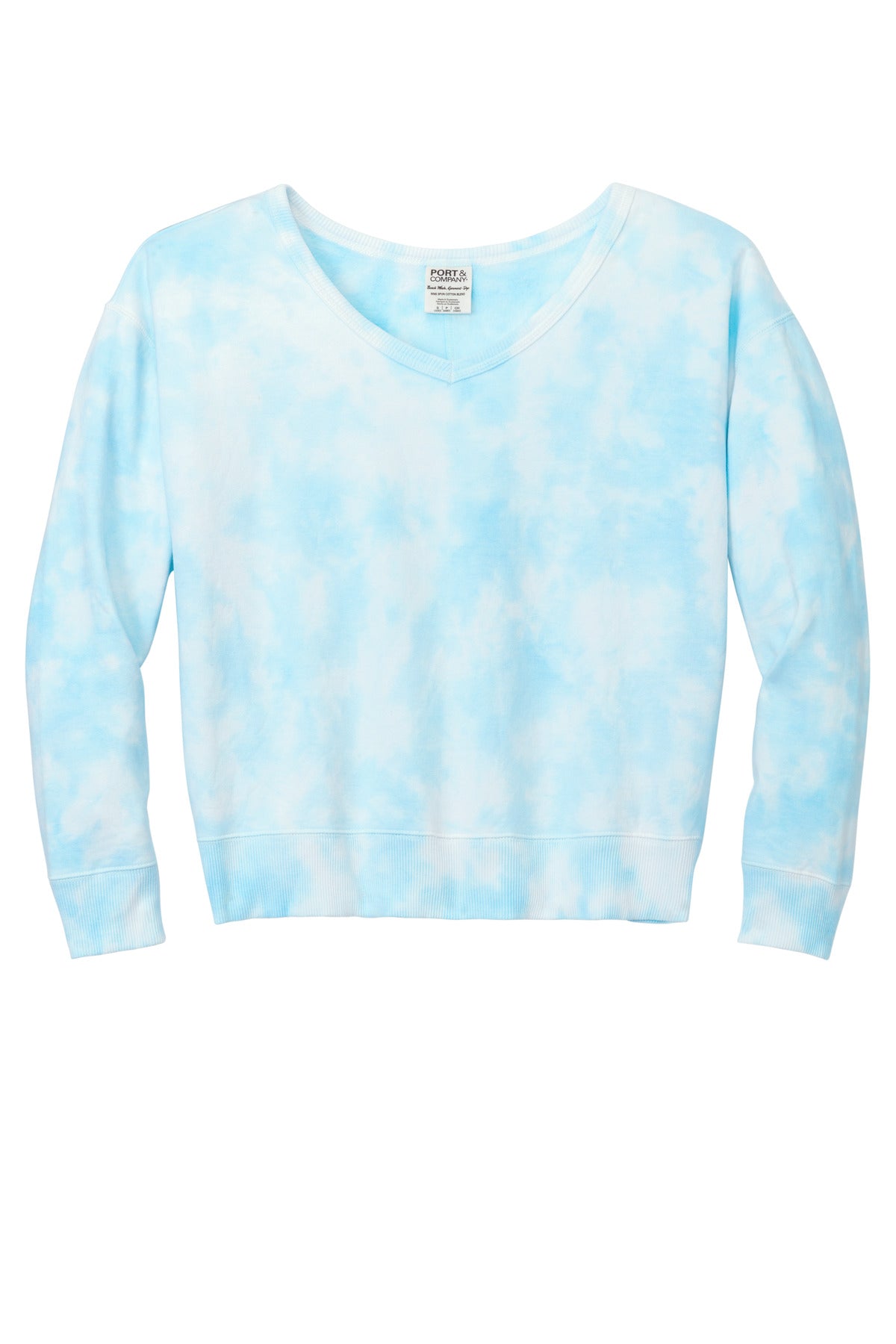 Port & Company Ladies Beach Wash Cloud Tie-Dye V-Neck Sweatshirt LPC140V Port & Company
