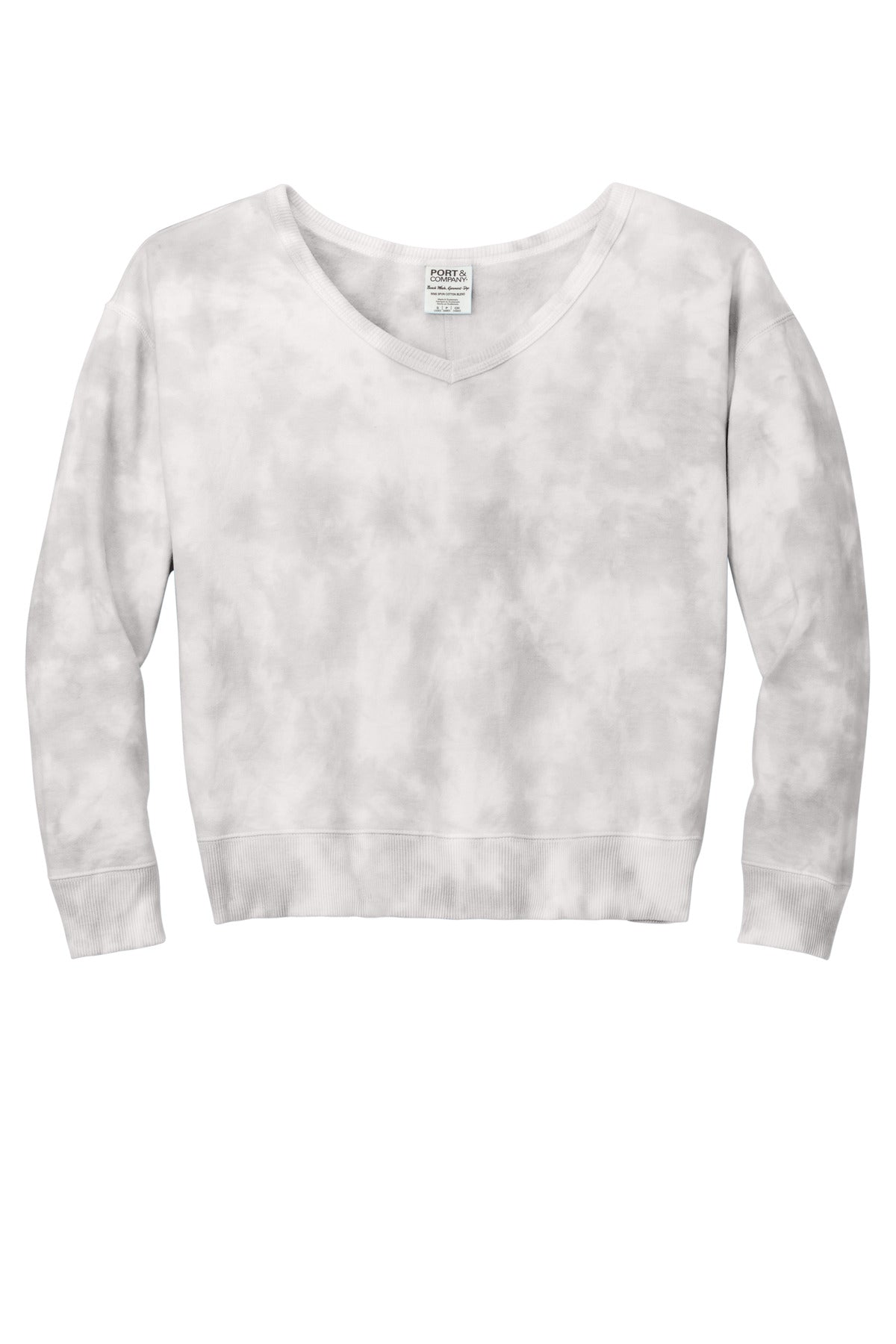 Port & Company Ladies Beach Wash Cloud Tie-Dye V-Neck Sweatshirt LPC140V Port & Company