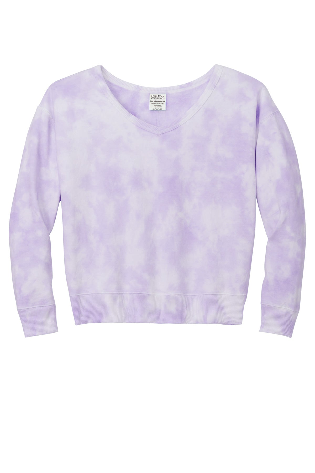 Port & Company Ladies Beach Wash Cloud Tie-Dye V-Neck Sweatshirt LPC140V Port & Company