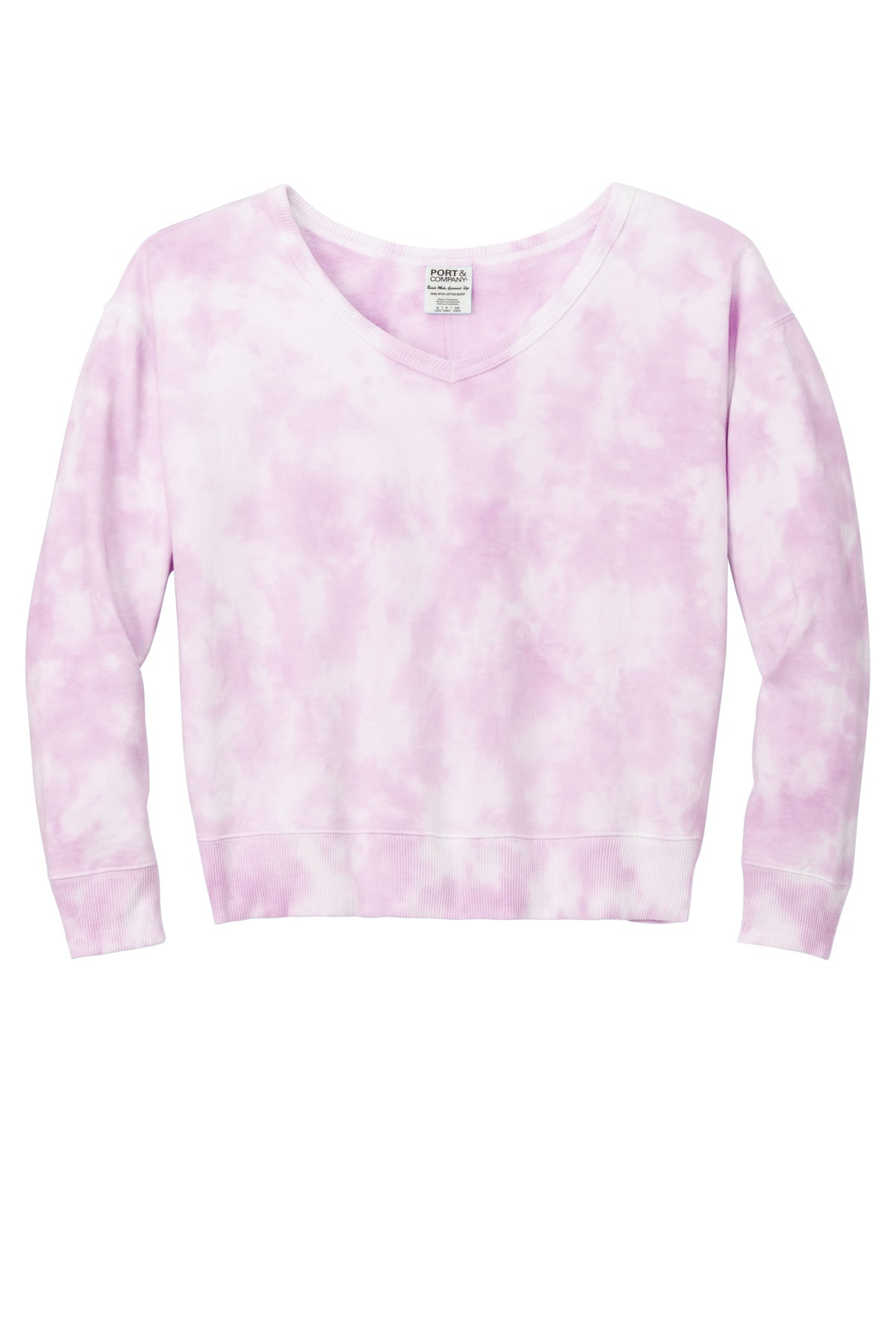 Port & Company Ladies Beach Wash Cloud Tie-Dye V-Neck Sweatshirt LPC140V Port & Company