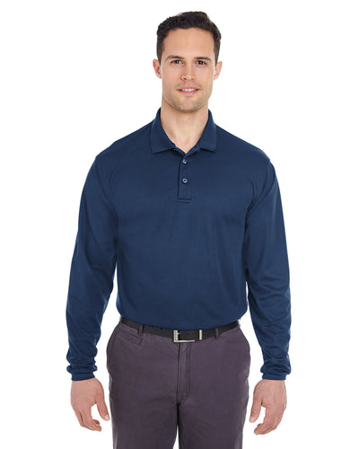 UltraClub Adult Cool & Dry Long-Sleeve Mesh Piqué Polo