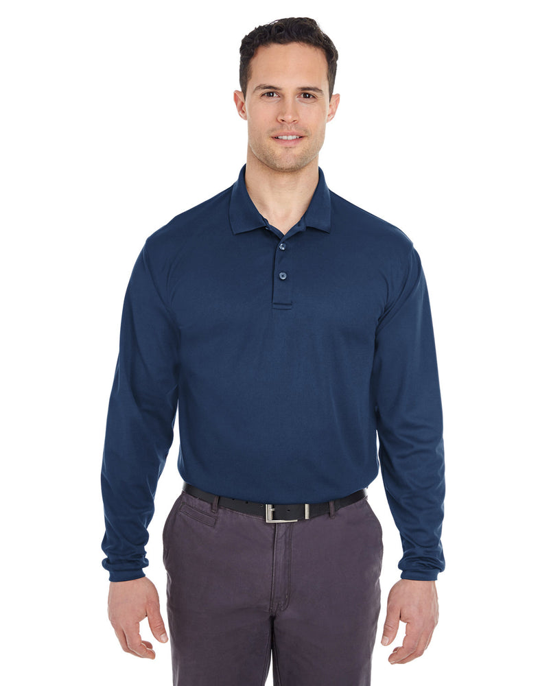 UltraClub Adult Cool & Dry Long-Sleeve Mesh Piqué Polo