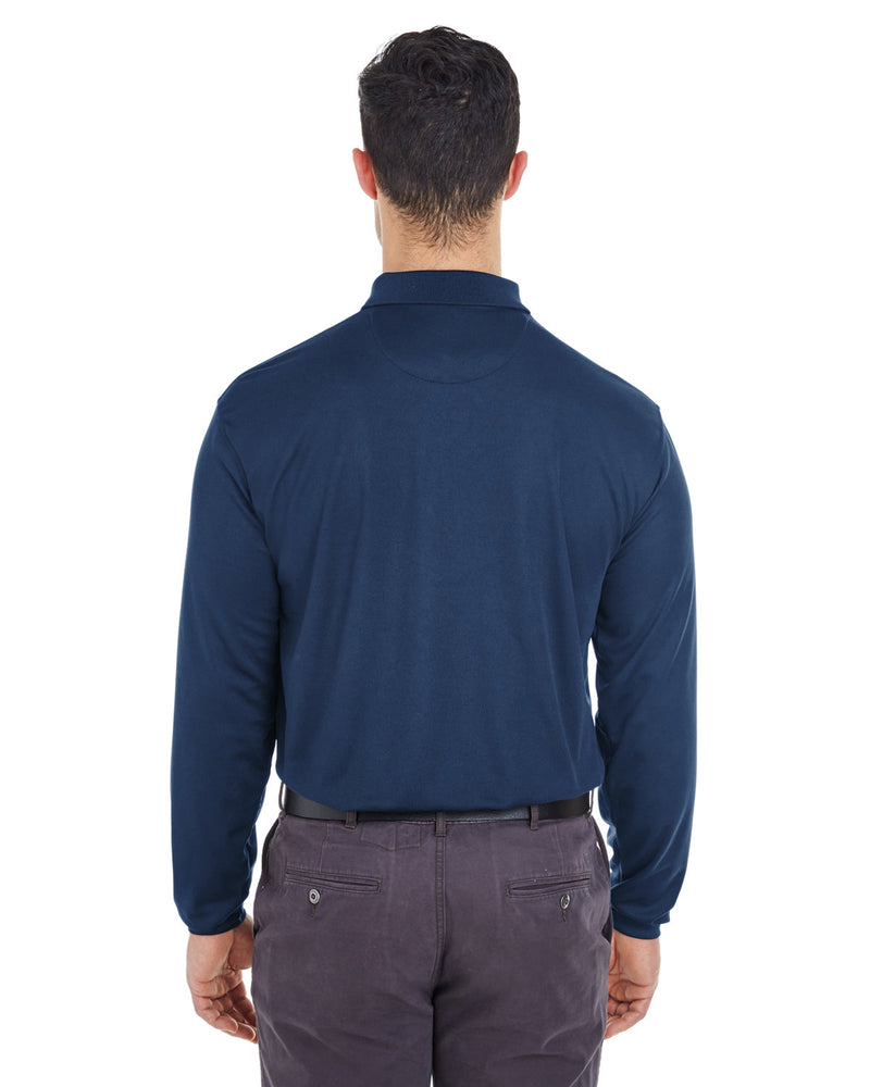 UltraClub Adult Cool & Dry Long-Sleeve Mesh Piqué Polo