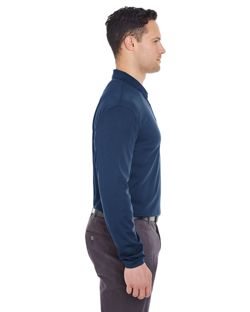 UltraClub Adult Cool & Dry Long-Sleeve Mesh Piqué Polo