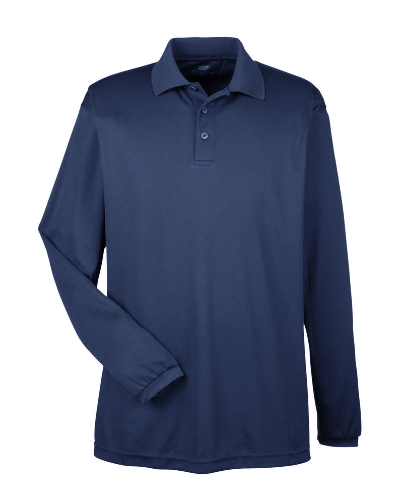 UltraClub Adult Cool & Dry Long-Sleeve Mesh Piqué Polo