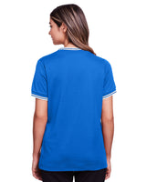 Devon & Jones Ladies' CrownLux Performance™ Plaited Tipped V-Neck Polo Devon & Jones