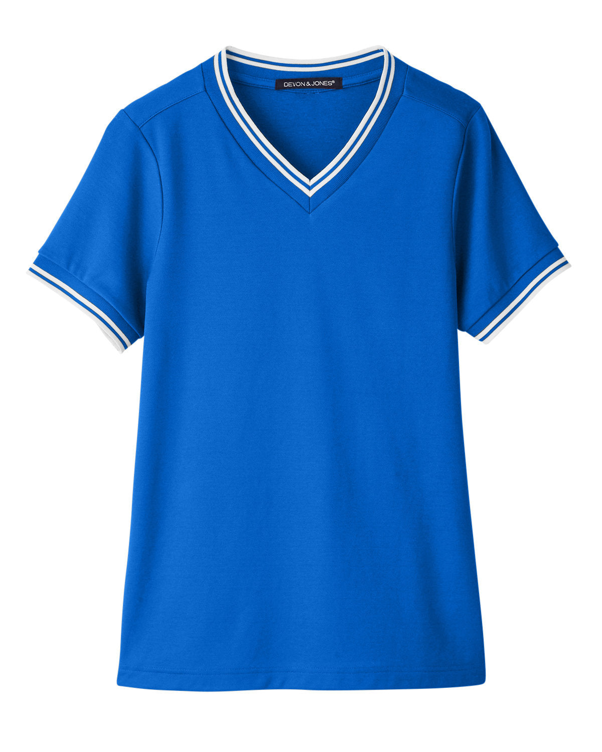 Devon & Jones Ladies' CrownLux Performance™ Plaited Tipped V-Neck Polo Devon & Jones