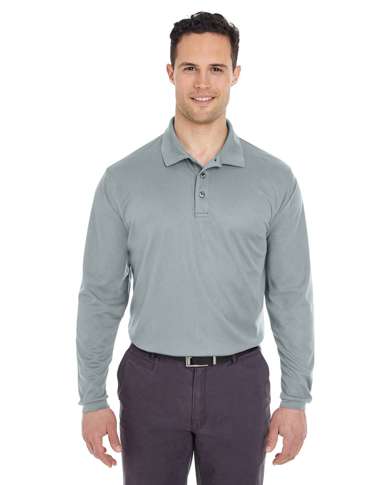 UltraClub Adult Cool & Dry Long-Sleeve Mesh Piqué Polo