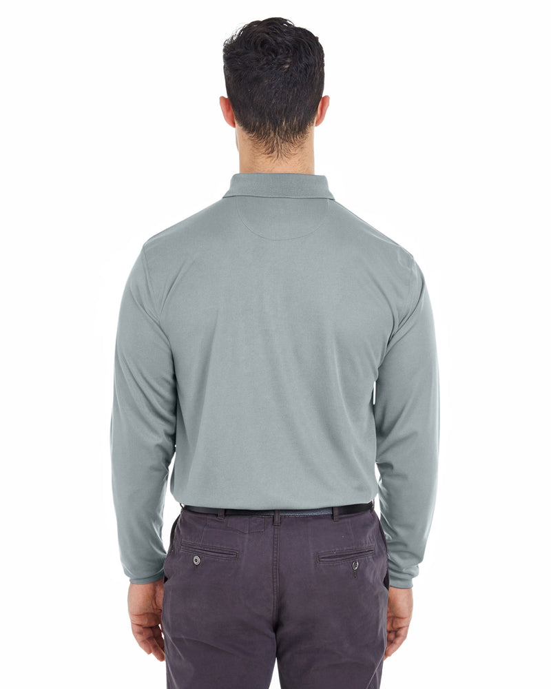 UltraClub Adult Cool & Dry Long-Sleeve Mesh Piqué Polo