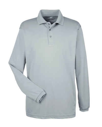UltraClub Adult Cool & Dry Long-Sleeve Mesh Piqué Polo